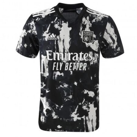 NOVA CAMISA LYON MASCULINA PRETA COM BRANCO 21/22