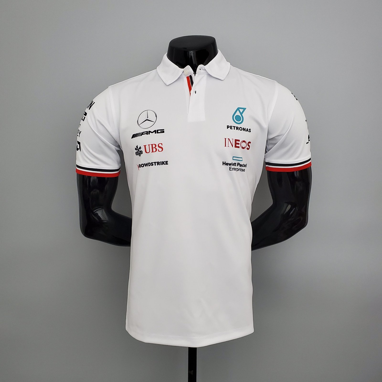 Camisa Gola Polo Fórmula 1 Mercedes-Benz F1 Branca Team Driver