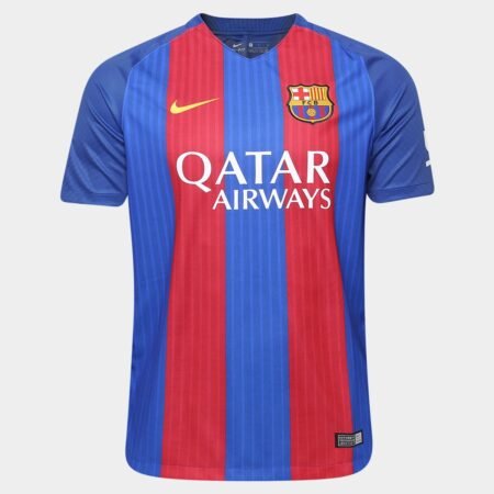 Camisa Barcelona Home 16/17 Com Patrocínio Masculina - Azul