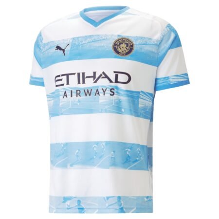 Camisa Manchester City Comemorativa Agüero Azul com Branco