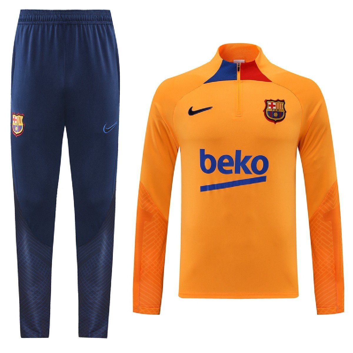 Sem-titulo-6(7) Conjunto de Treino Barcelona Laranja 2022/23 Calça + Jaqueta