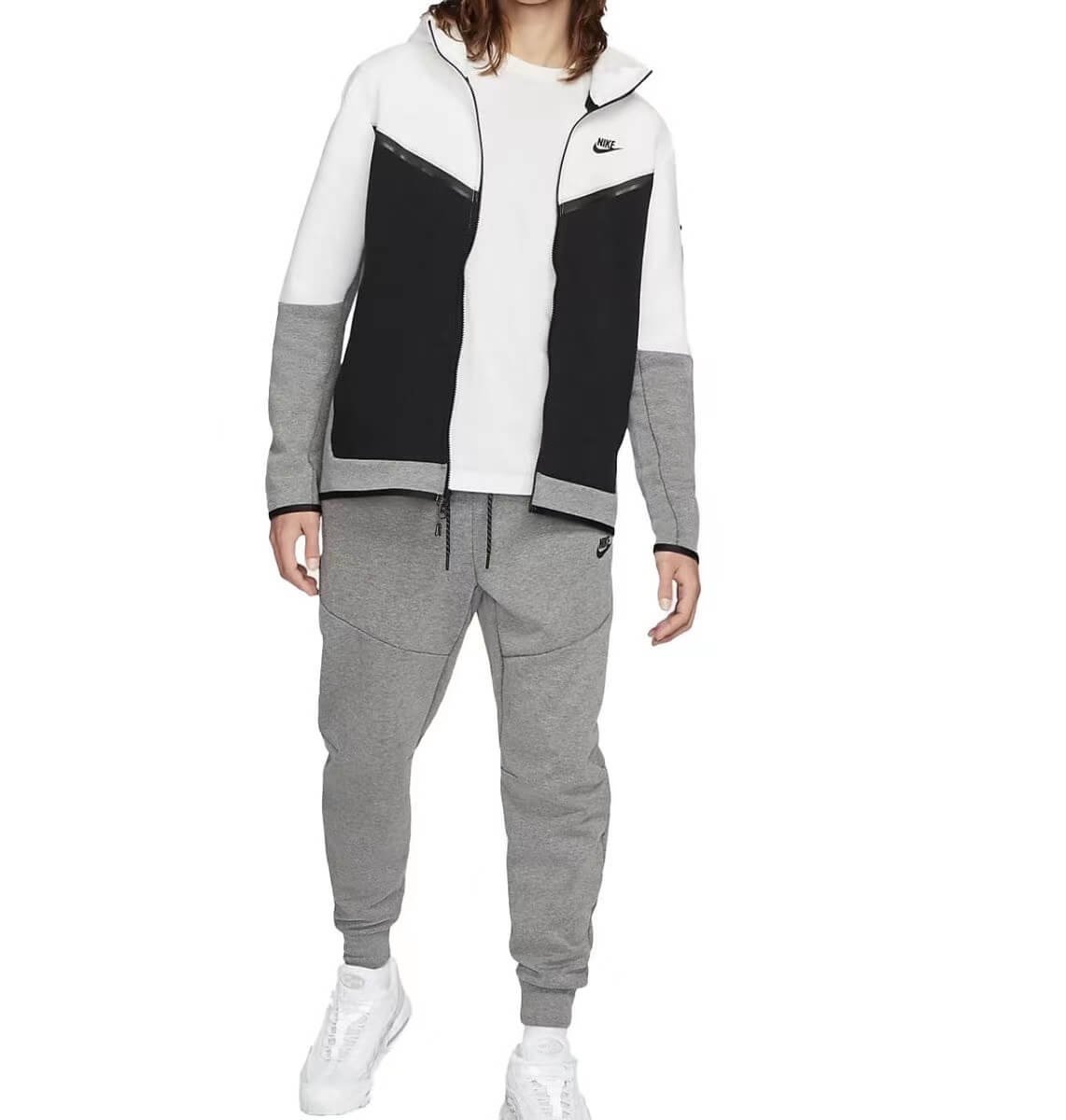 b02a4a86 Conjunto Blusão e Calça Moletom Nike tech fleece preto e branco