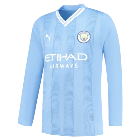 Camisa Manchester City Manga Longa Azul Jogo 2023/24