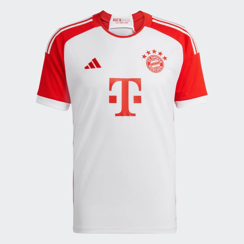 FC_Bayern_23-24_Home_Jersey_Kids_White_IB1480_01_laydown Nova Camisa Bayer de Munique Branco 2023/24 Masculina