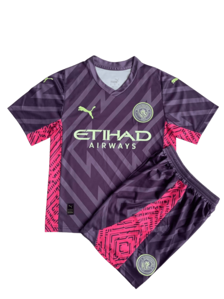 Kit Infantil Manchester City Roxo Goleiro 2023/24 Unissex