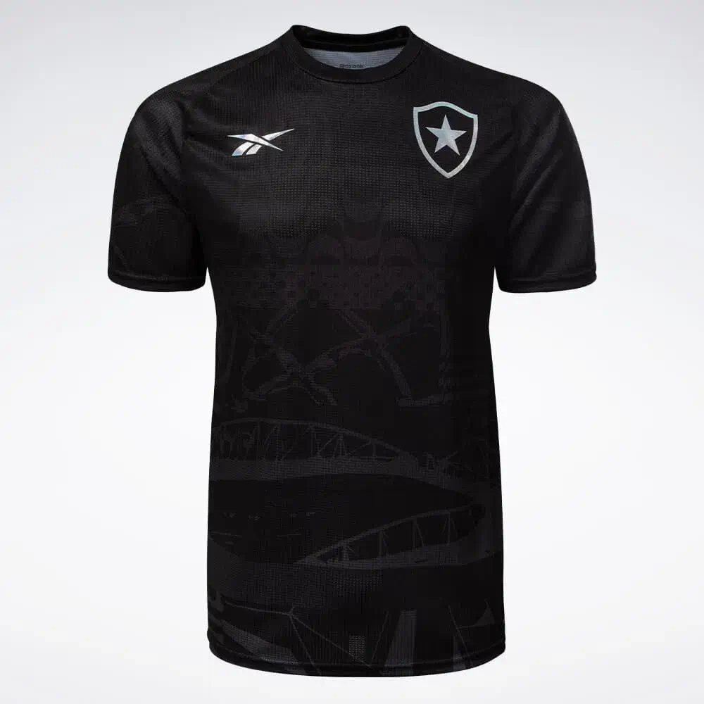 156784-1600-auto Camisa do Botafogo Reebok Pré-jogo Preta 2023/24 Masculina