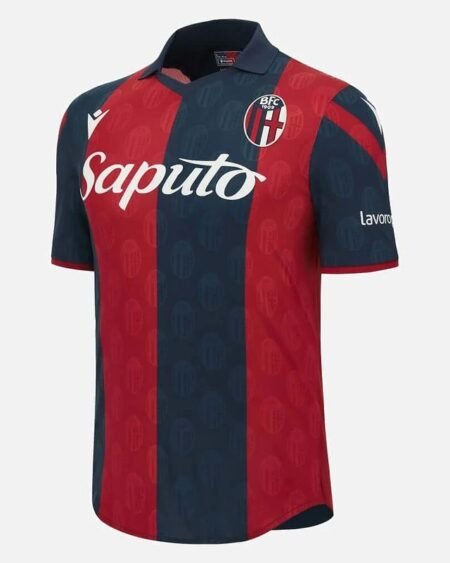 Nova Camisa Bologna FC Azul/Vermelha Home 2023/24 Masculina