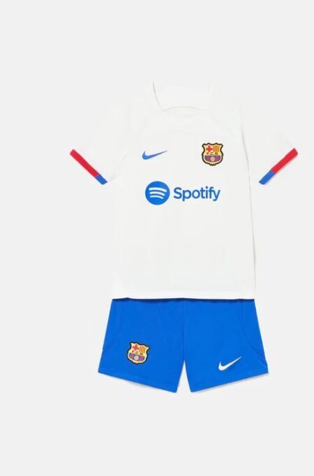 Kit Infantil Barcelona Branca Away 2023/24 Unissex