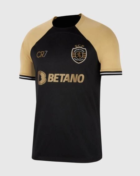 Nova Camisa Sporting Portugal CR7 Preta com Dourado 2023/24