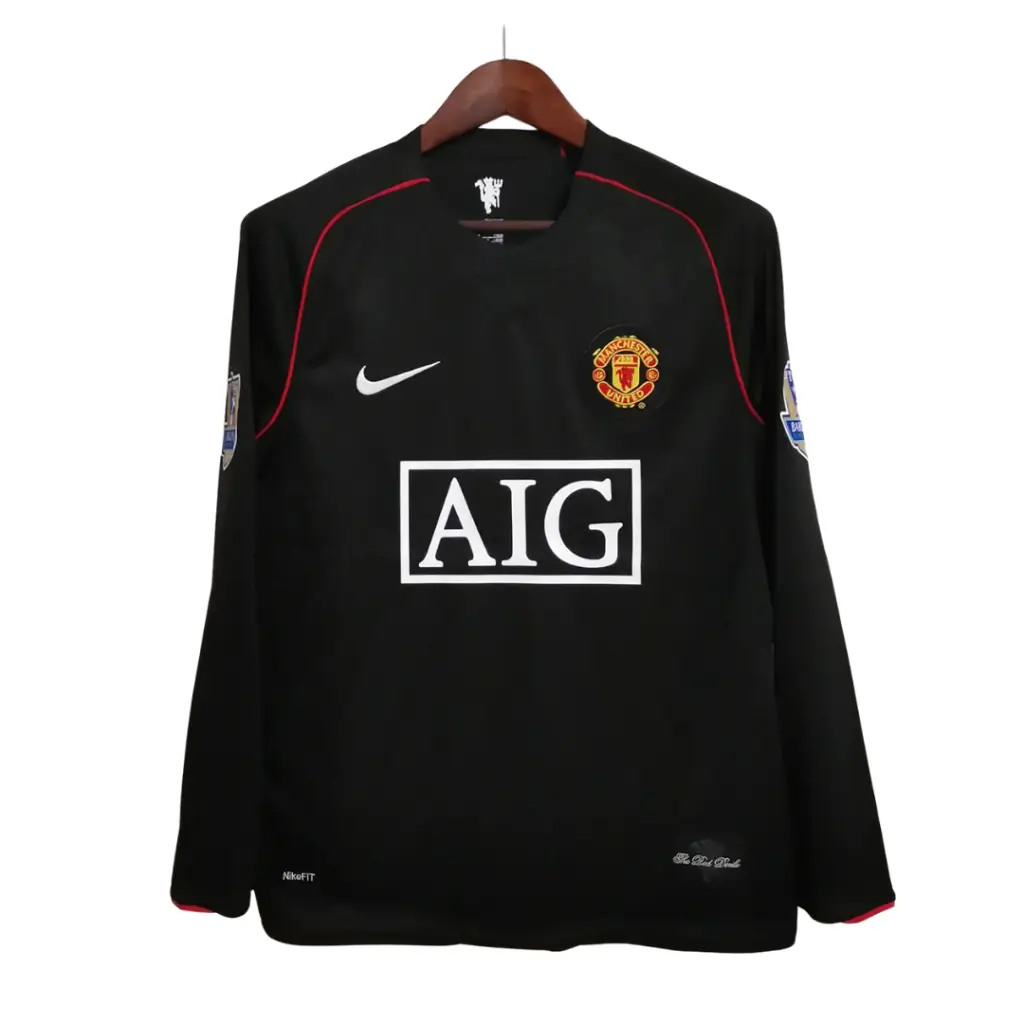 Camisa CR7 Real Madrid 2007/08 Away Preta Manga Longa Camisa CR7 Real Madrid 2007/08 Away Preta Manga Longa