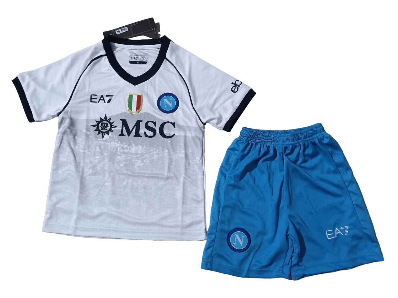Kit Infantil Napoli Away Branca 2023/24 Unissex Kit Infantil Napoli Away Branca 2023/24 Unissex