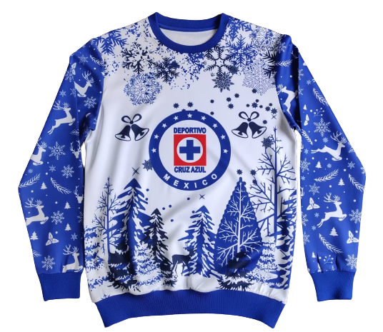 Blusa de Frio Cruz Azul Merry Christmas Azul Blusa de Frio Cruz Azul Merry Christmas Azul
