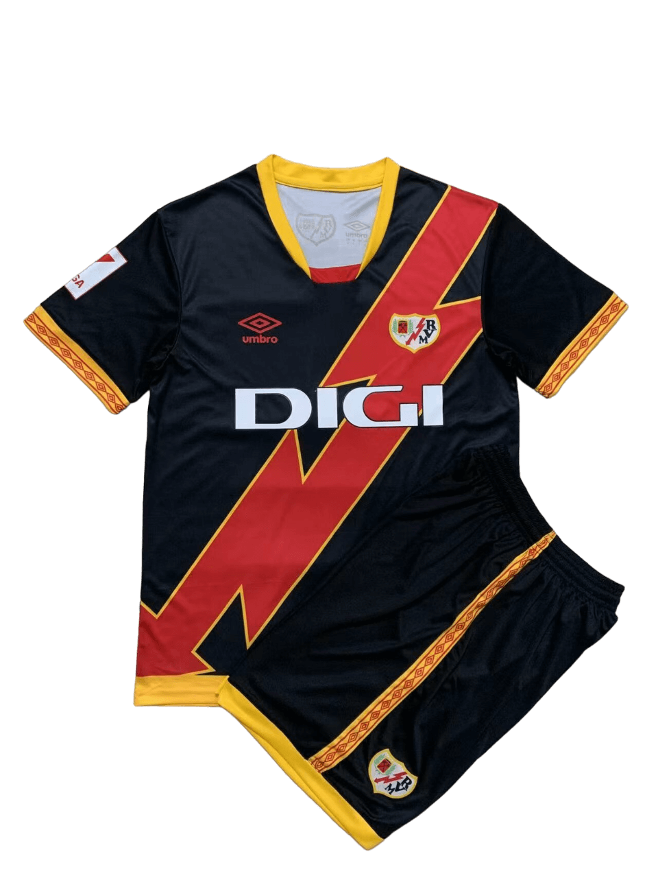 Kit Infantil Rayo Vallecano Home Preta 2023/24 Unissex Kit Infantil Rayo Vallecano Home Preta 2023/24 Unissex