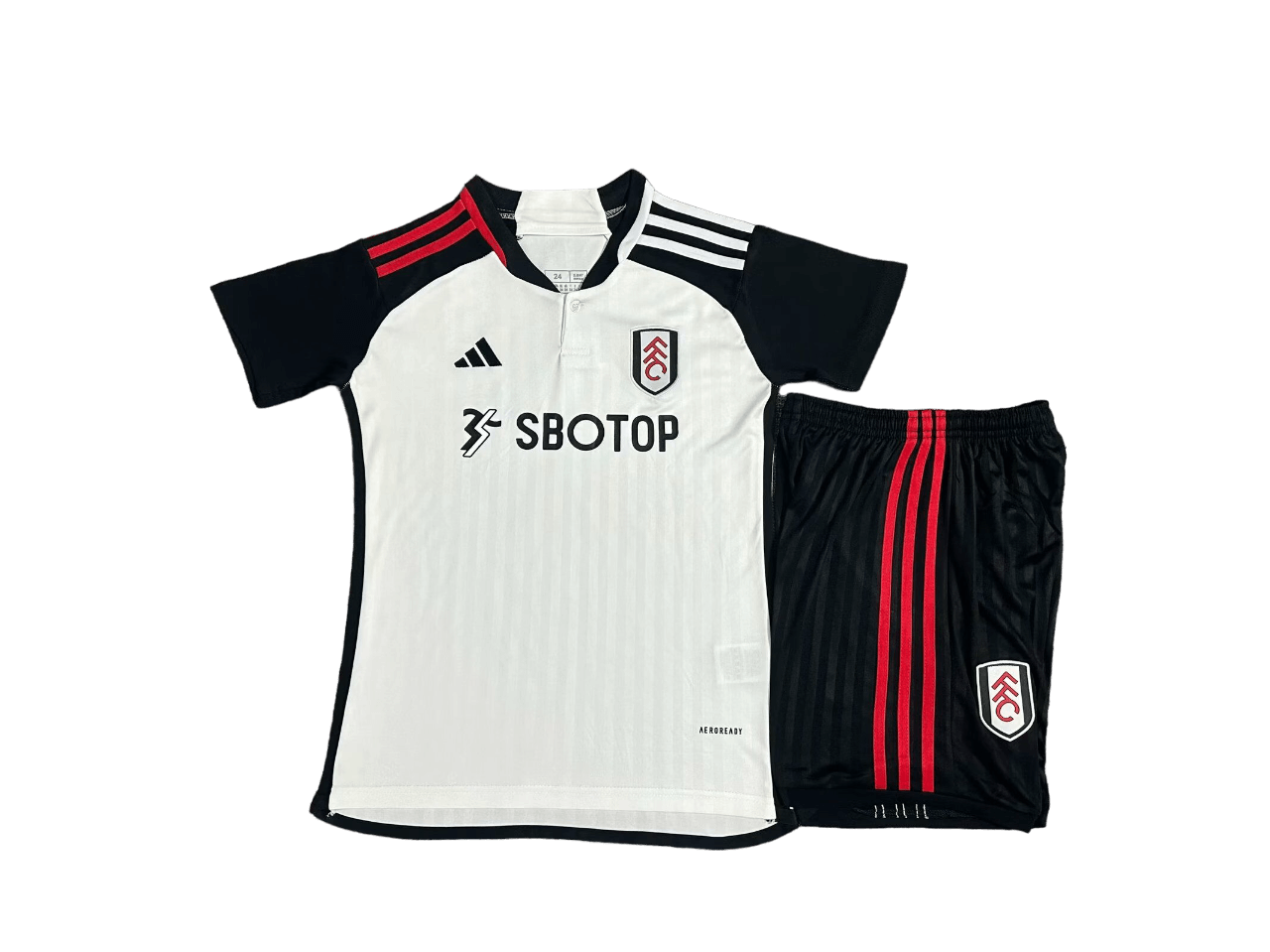 Kit Infantil Fulham Home Branca 2023/24 Unissex Kit Infantil Fulham Home Branca 2023/24 Unissex