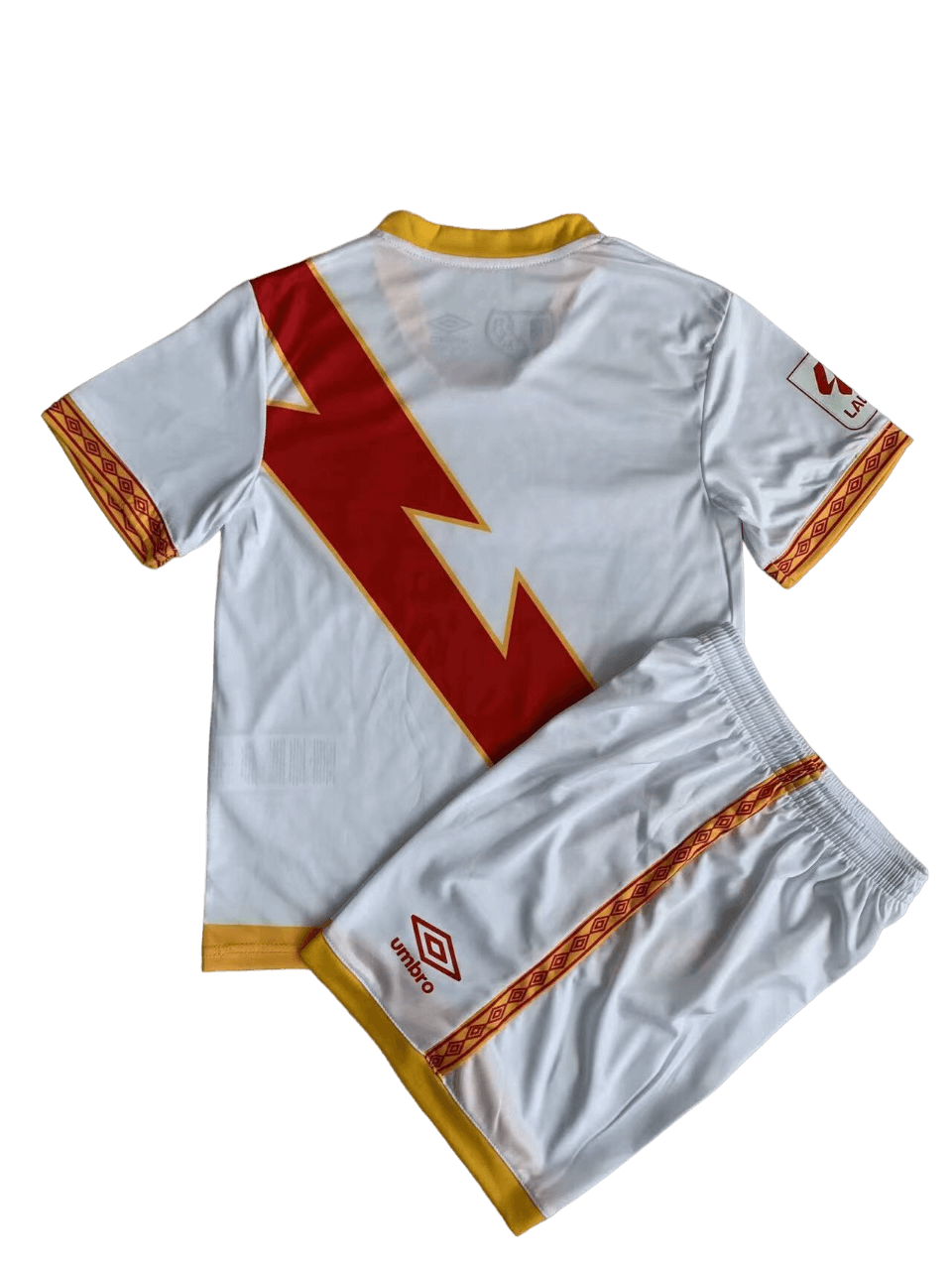 Kit Infantil Rayo Vallecano Away Branca 2023/24 Unissex Kit Infantil Rayo Vallecano Away Branca 2023/24 Unissex
