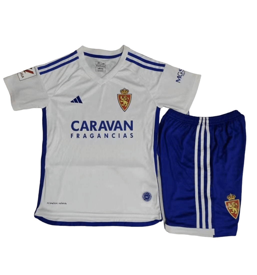 Kit Infantil Real Zaragoza Branca 2023/24 Unissex Kit Infantil Real Zaragoza Branca 2023/24 Unissex