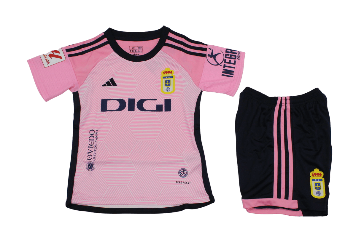 Kit Infantil Real Oviedo Rosa 2023/24 Unissex Kit Infantil Real Oviedo Rosa 2023/24 Unissex