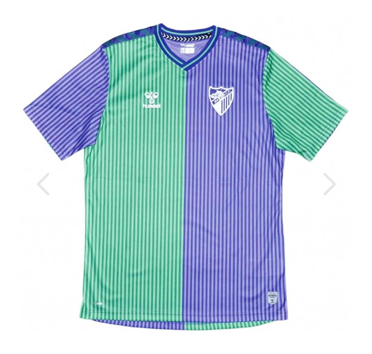 Camisa Málaga Away Verde/Roxo 2023/24 Masculina Camisa Málaga Away Verde/Roxo 2023/24 Masculina