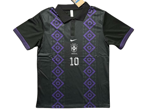 Camisa Brasil Polo Preta/Roxo 2023/24 Masculina Camisa Brasil Polo Preta/Roxo 2023/24 Masculina