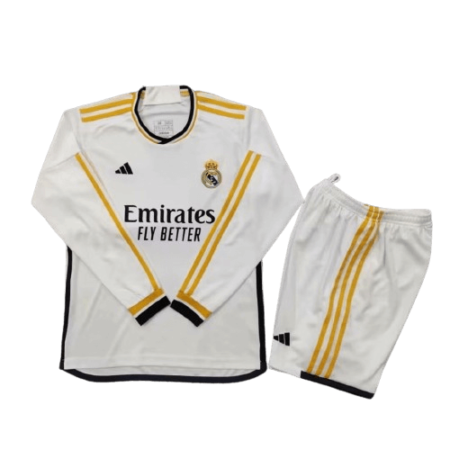 Kit Infantil Real Madrid Branca Manga Longa 2023
