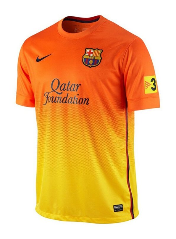 Camisa Barcelona Away Laranja/Amarela 2012/13 Masculina Camisa Barcelona Away Laranja/Amarela 2012/13 Masculina