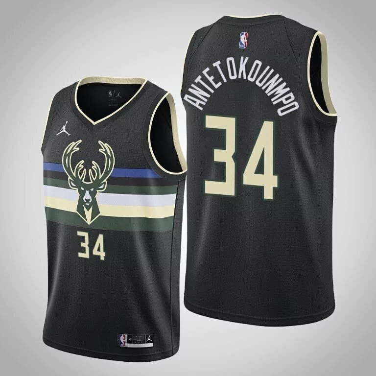 Regata NBA Milwaukee Bucks Preta - Antetokounmpo #34 Regata NBA Milwaukee Bucks Preta - Antetokounmpo #34