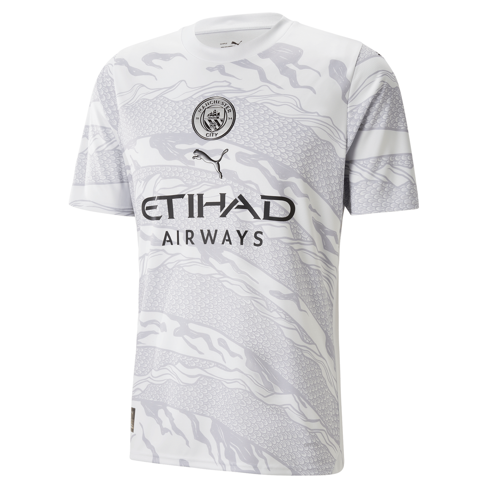 Camisa Manchester City Branca Dragão de Madeira 2024/25 Jogador Camisa Manchester City Branca Dragão de Madeira 2024/25 Jogador