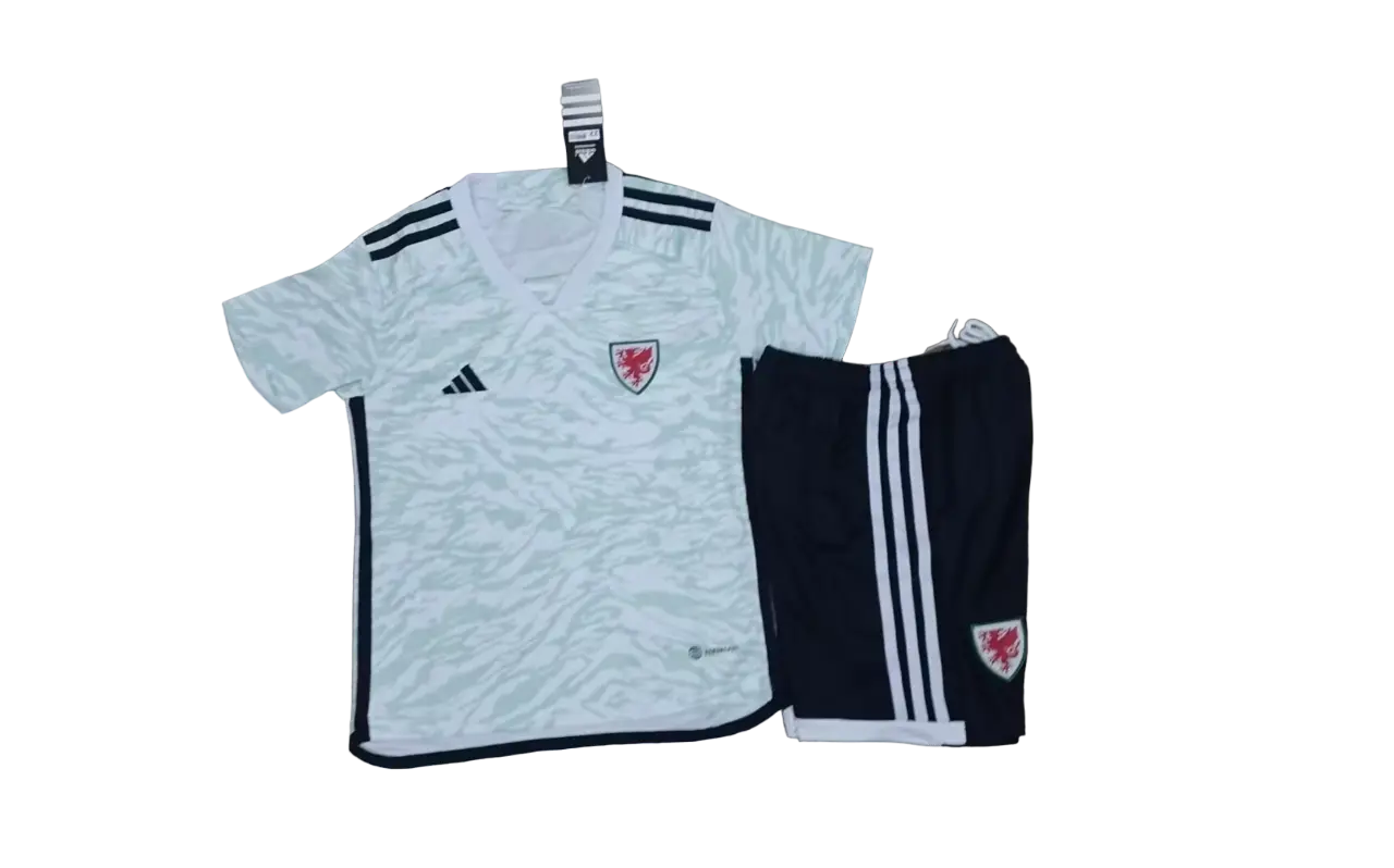 Kit Infantil País de Gales Home I Branca 2023/24 Unissex Kit Infantil País de Gales Home I Branca 2023/24 Unissex