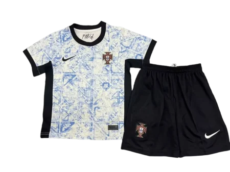 Kit Infantil Seleção de Portugal Branca Away II 2024/25 Unissex