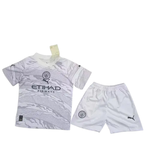 Kit Infantil Manchester City Dragão de Madeira 2024/25 Unissex Kit Infantil Manchester City Dragão de Madeira 2024/25 Unissex