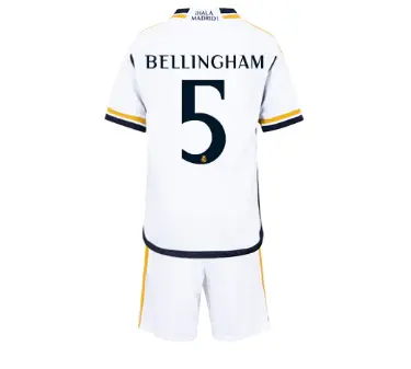 Kit Infantil Bellingham #5 Real Madrid I Branca 2023/24