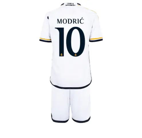 Kit Infantil Modrić #10 Real Madrid I Branca 2023/24 Kit Infantil Modrić #10 Real Madrid I Branca 2023/24