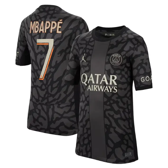 Camisa Jordan PSG Preta III Third MBAPPÉ #7 2023/24 Masculina Camisa Jordan PSG Preta III Third MBAPPÉ #7 2023/24 Masculina