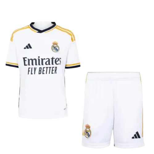 Kit Infantil Bellingham #5 Real Madrid I Branca 2023/24 Kit Infantil Bellingham #5 Real Madrid I Branca 2023/24