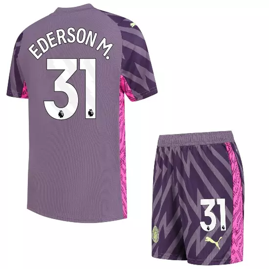 Kit Infantil Ederson #31 Manchester City Roxo 2023/24 Kit Infantil Ederson #31 Manchester City Roxo 2023/24