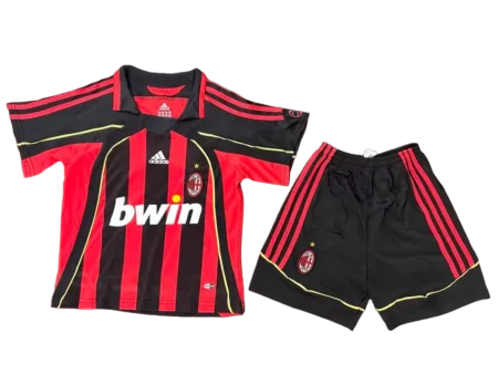Kit Infantil Ac Milan Preta/Vermelha Home I 2006/07 Unissex
