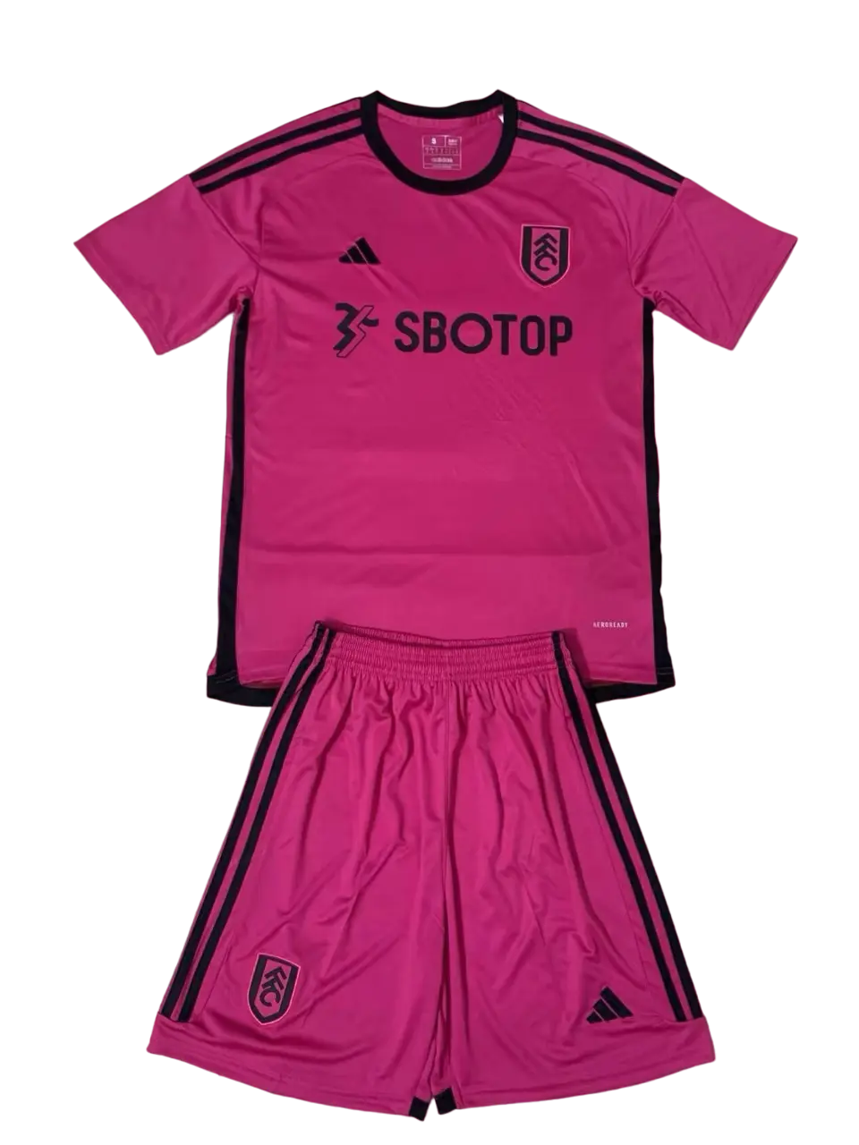 Kit Infantil Fulham Rosa Away II 2023/24 Unissex Kit Infantil Fulham Rosa Away II 2023/24 Unissex