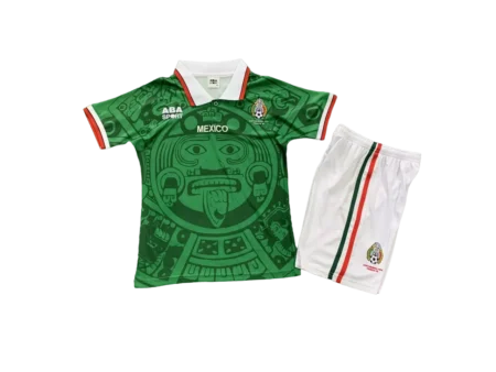 Kit Infantil Seleção do México Verde Home I 1998 Unissex