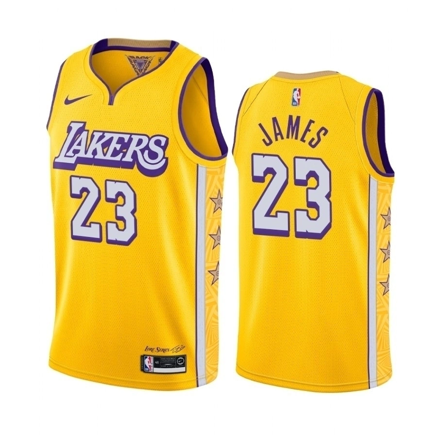 Regata NBA Lakers Amarela Estrelas Edition James #23 Regata NBA Lakers Amarela Estrelas Edition James #23