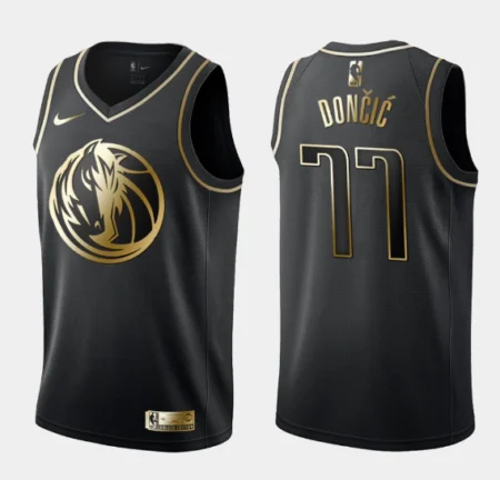 Regata NBA Dallas Mavericks Dourada Edição Preta Doncic #77