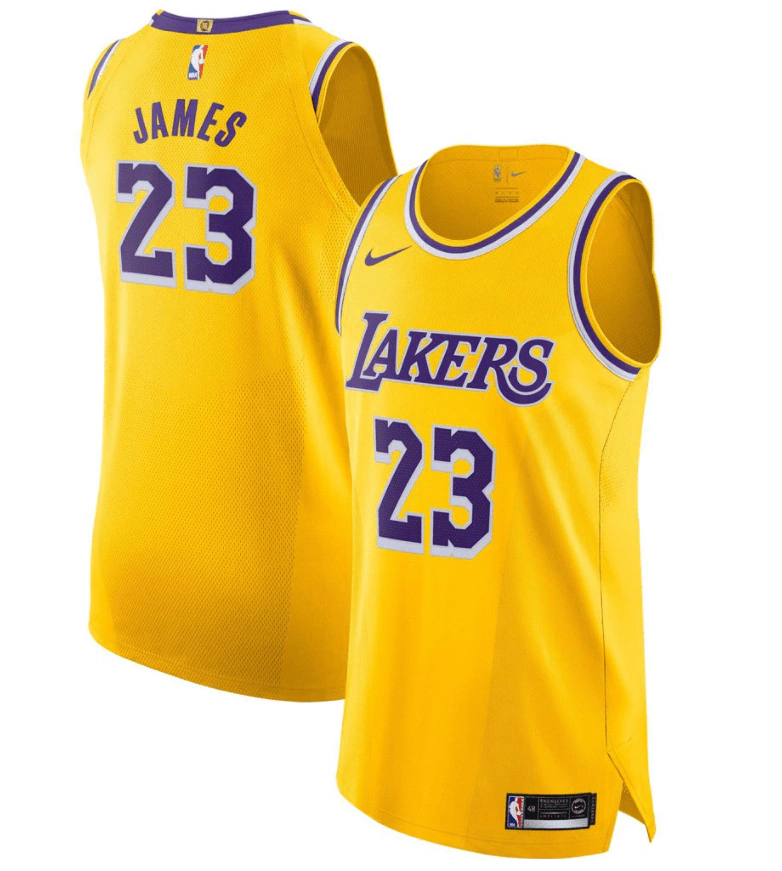 Regata NBA ICON AUTHENTIC Lakers - Amarela - James #23 Regata NBA ICON AUTHENTIC Lakers - Amarela - James #23