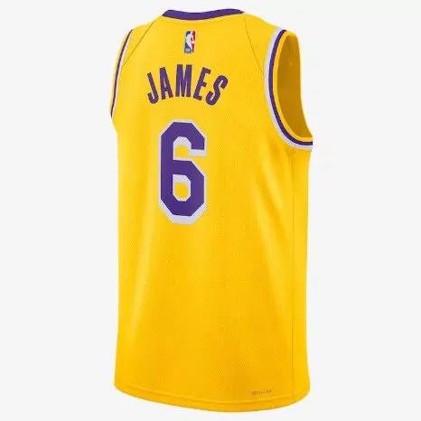 Regata NBA Los Angeles Lakers Amarela Icon Edition 2022/23 - JAMES #6 Regata NBA Los Angeles Lakers Amarela Icon Edition 2022/23 - JAMES #6