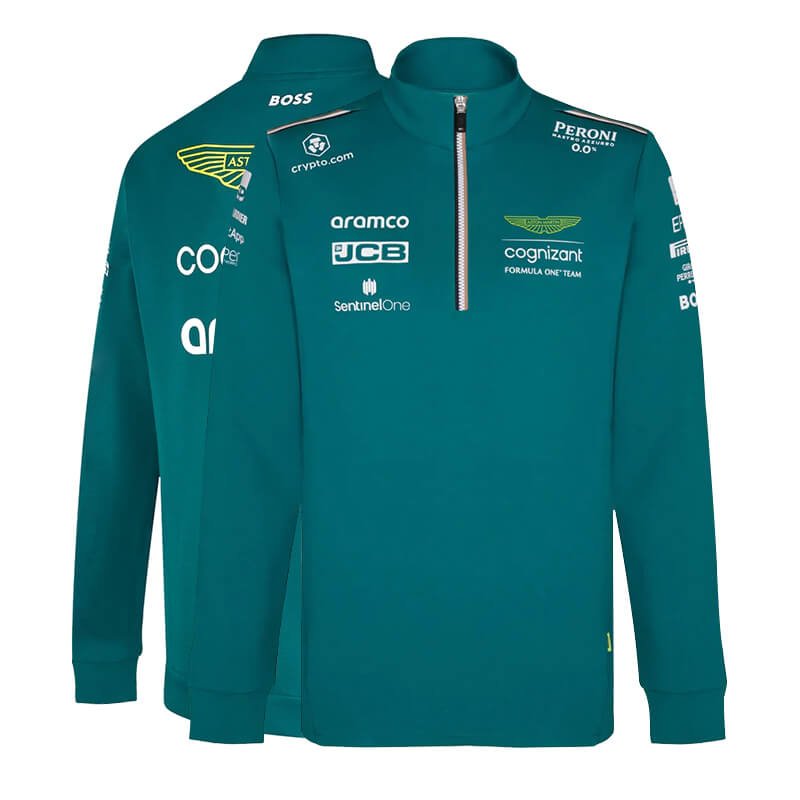Jaqueta Sueter Aston Martin F1 Team Verde Com Zíper Jaqueta Sueter Aston Martin F1 Team Verde Com Zíper