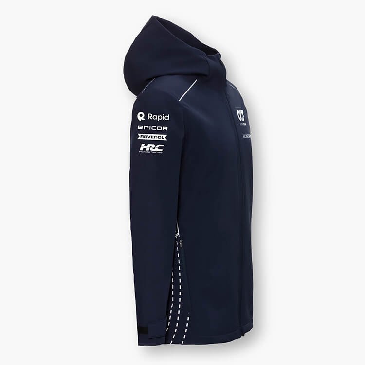 Jaqueta de Frio Scuderia AlphaTauri F1 Team Azul Escuro Com Zíper e Capuz Jaqueta de Frio Scuderia AlphaTauri F1 Team Azul Escuro Com Zíper e Capuz
