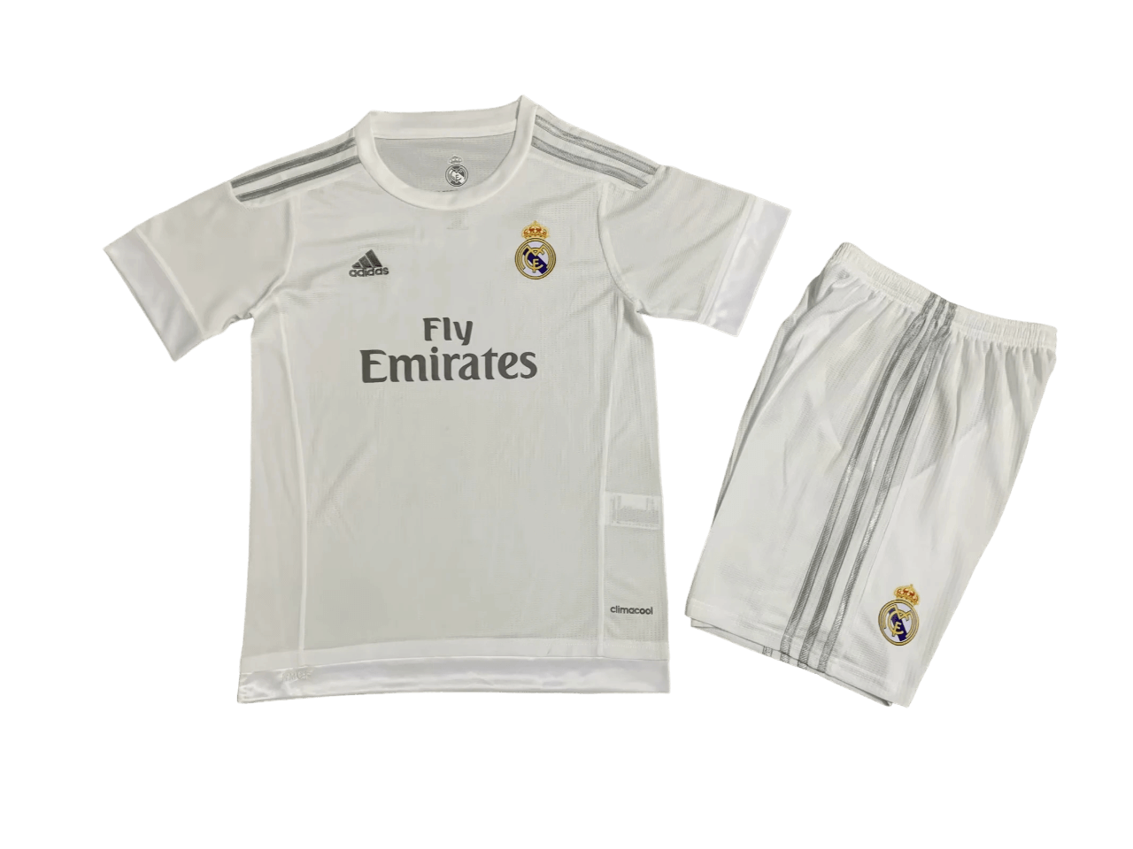 Kit Infantil Real Madrid Home I Branca 2015/16 Unissex Kit Infantil Real Madrid Home I Branca 2015/16 Unissex