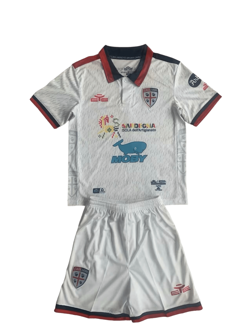 Kit Infantil Cagliari Branca Away II 2024/25 Unissex Kit Infantil Cagliari Branca Away II 2024/25 Unissex