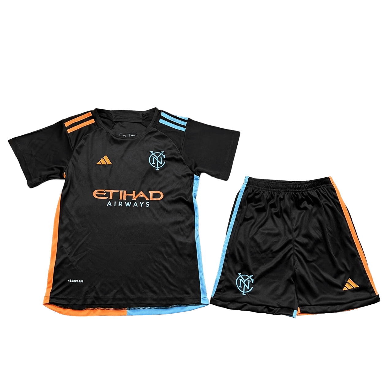 Kit Infantil Reserva do New York City FC Preta 2024/25 Unissex Kit Infantil Reserva do New York City FC Preta 2024/25 Unissex