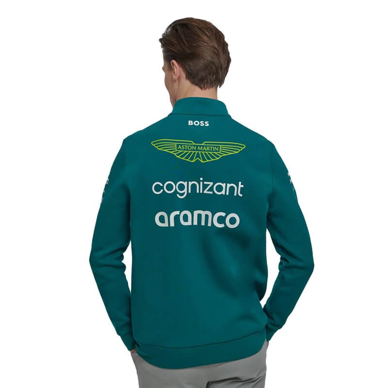 Jaqueta Sueter Aston Martin F1 Team Verde Com Zíper Jaqueta Sueter Aston Martin F1 Team Verde Com Zíper