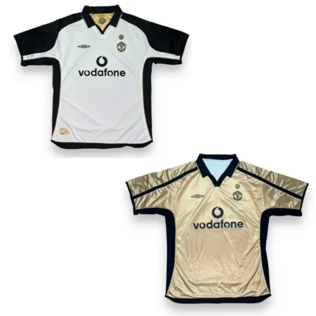Camisa Man Utd Reversível Dourada/Branca Retrô 2001 100 Anos