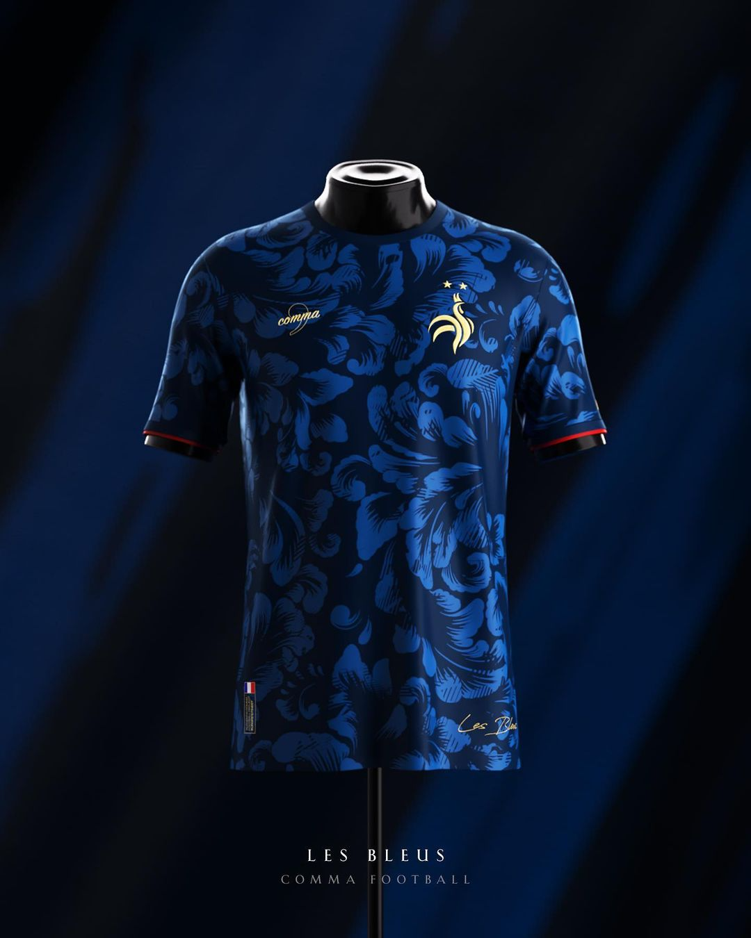 Camisa França Les Bleus Azul Commafootball 2023/24 Camisa França Les Bleus Azul Commafootball 2023/24